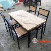 bộ bàn ghế chân sắt mặt gỗ