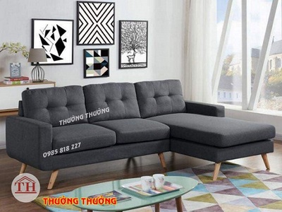 Bộ sofa nỉ chân gỗ chữ L