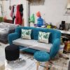 Ghế sofa văng nỉ xanh cô ban
