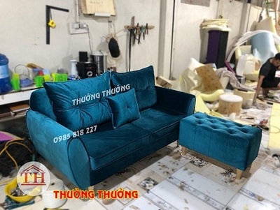 Ghế sofa nỉ xanh dương đậm