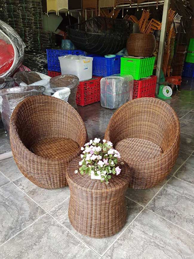 Bàn ghế giả mây thanh lý tại mây nhựa Thanh Tùng - Mẫu 2