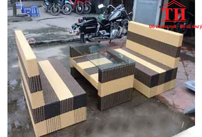 Bàn ghế cafe nhựa giả mây mẫu 14