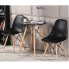 Bàn ghế cafe nhựa chân gỗ tròn đen