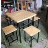 Bộ bàn ghế cafe gỗ cao su vuông