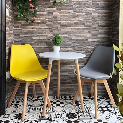 Bộ bàn tròn cafe 2 ghế chân gỗ