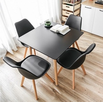 Bộ bàn vuông cafe 4 ghế chân gỗ