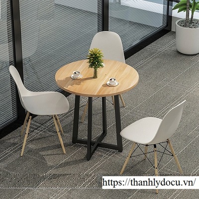 Bàn ghế chân sắt mặt gỗ TT08