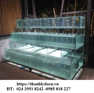 Bể cá nhà hàng 3 tầng kính chồng kính