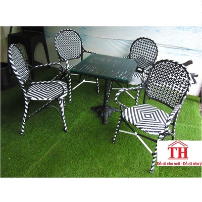 Bàn ghế cafe nhựa giả mây TT2022-T219-3