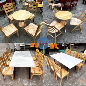 Mẫu bàn ghế quán ăn gỗ 
